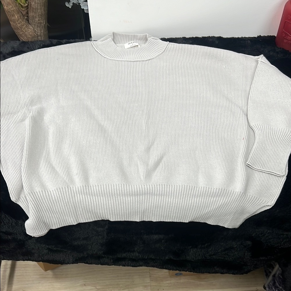 Zenana Outfitters White Cowl Neck Sweater